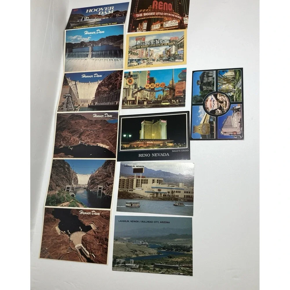 Vtg Postcards Nevada:‎ Reno, Carson City, Laughlin Cards and Hoover Dam Folder
